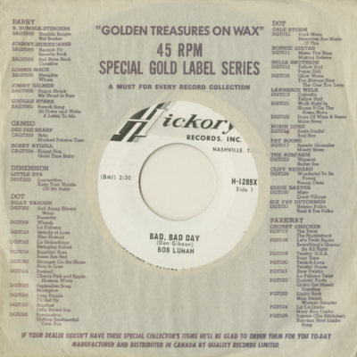 Bad Bad Day / Tears From Out Of Nowhere (1965)