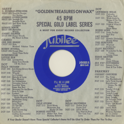 I'll Be A Liar / Cry To Me (1963)